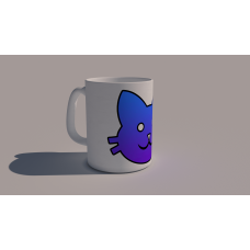 Mug Blanc brillant - Icône Chat bleu/violet